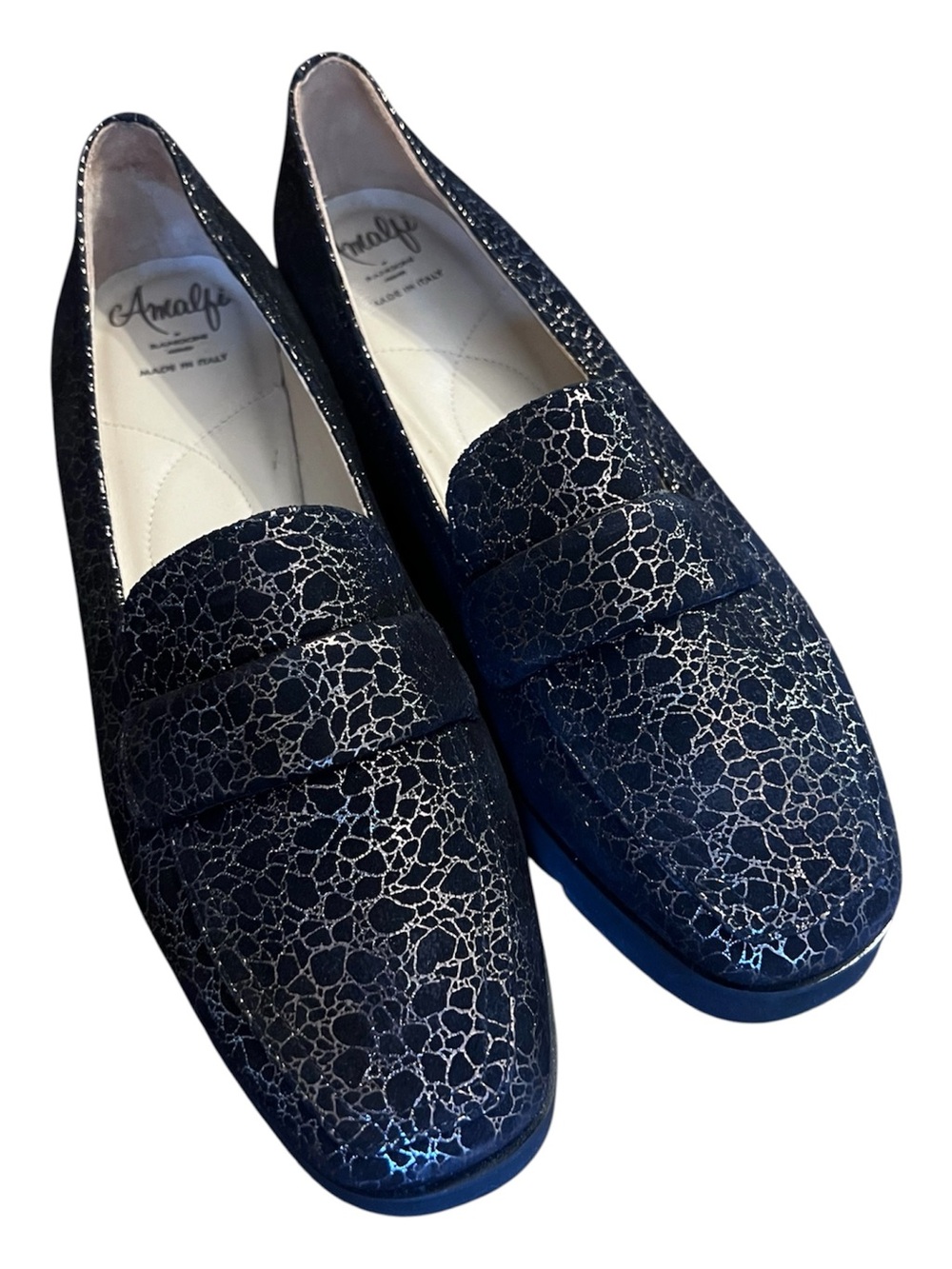 Amalfi by Rangoni Giuliano Loafer Black/Silver Women’s Size 7 Made In Italy